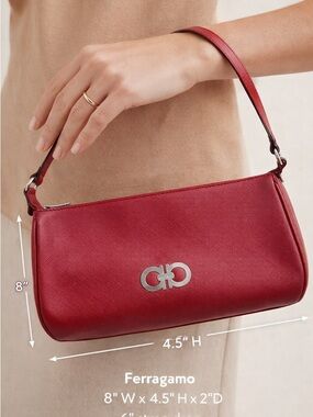 Authentic Salvatore Ferragamo Gancini Red Leather Shoulder Bag w/ Certificate